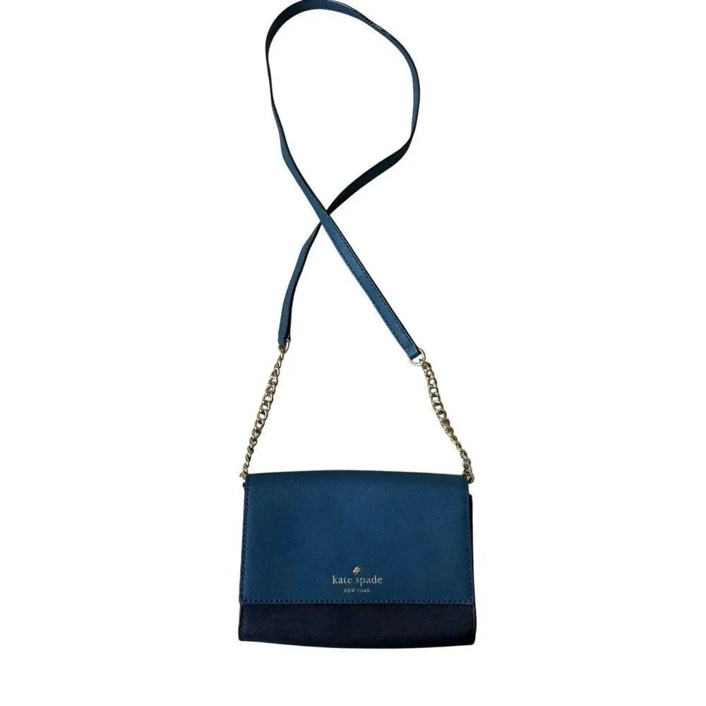 Kate‎ Spade Leather Crossbody Bag Purse Blue Black